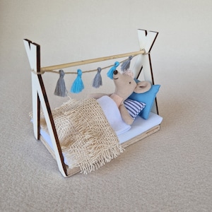 Dolhouse kids room set 1:12 scale, Soft Whisper, miniature furniture bundle, maileg mice (perfect for Ikea dollhouse)