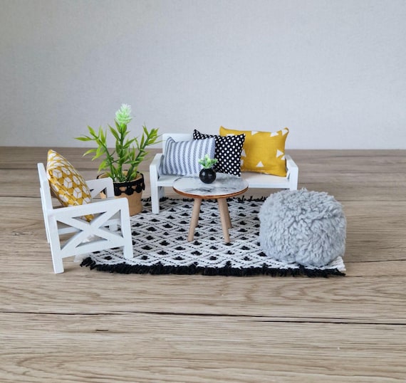 Miniature Living Room Bundle 1:12 Scale, Luxe Comfort, Modern