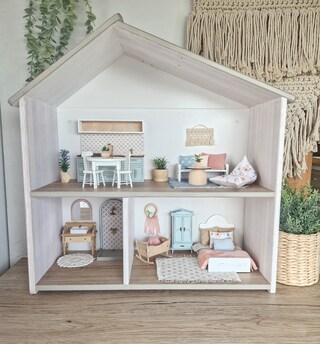 Atyhao Set 4 Mobili In Legno Per Casa Delle Bambole Scala 1:12 - Armadi Per Soggiorno, Colore Bianco