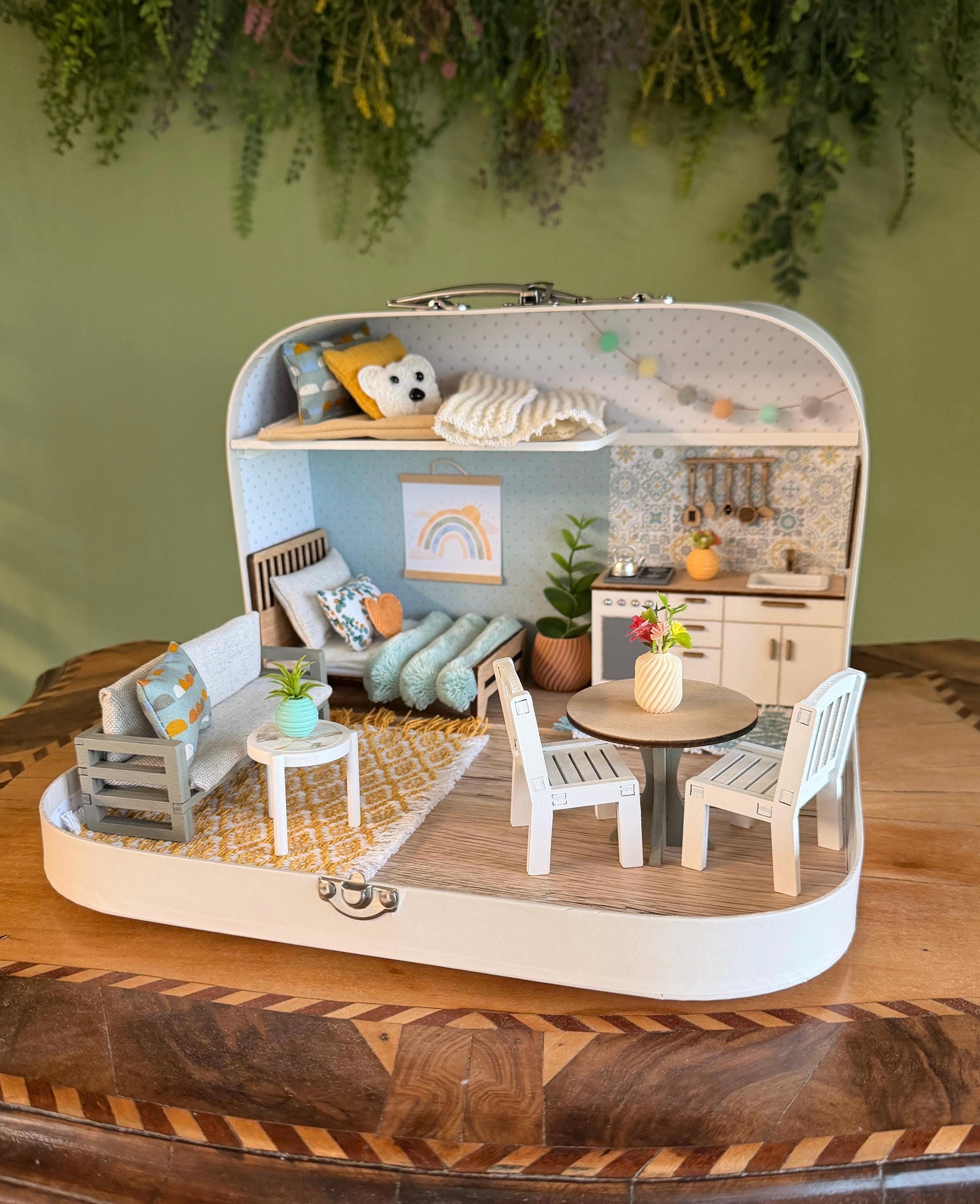 Medium Dollhouse in a Suitcase, the Calm Grove, Miniature