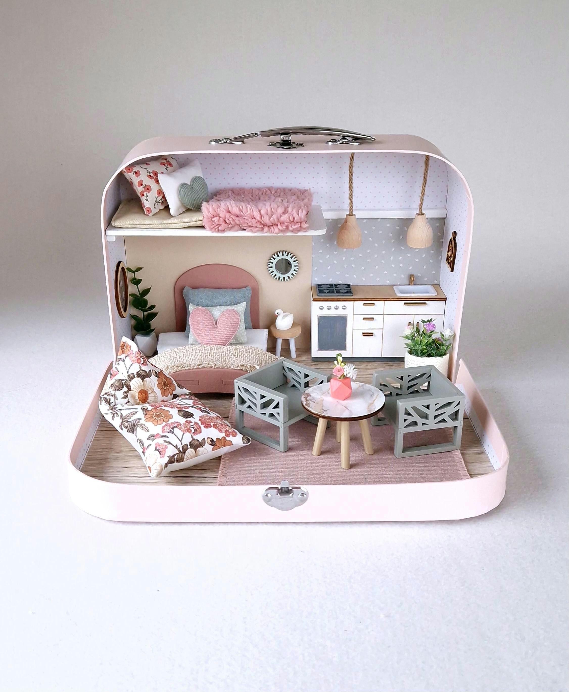 Melody Jane Tende Per Casa Delle Bambole - Rosa Velato Con Binario - Scala 1:12 - Accessorio Miniatura
