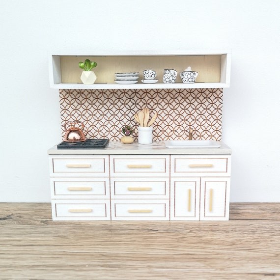 Miniature Dollhouse Kitchen 112 Scale Miniature Furniture Etsy