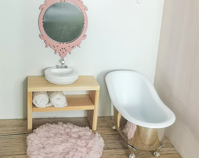 Dollhouse Miniature Bathroom Set / Vanity Bathtub / Etsy