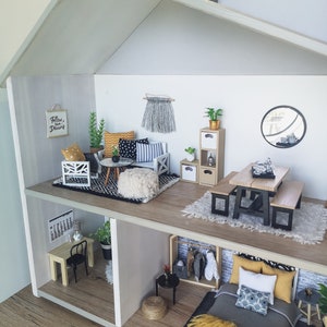 Miniature living room bundle 1:12 scale, modern dollhouse furniture perfect for Ikea Flisat Dollhouse image 10