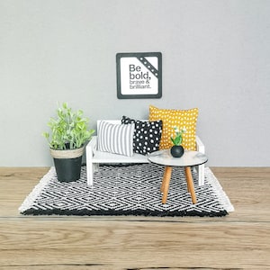 Miniature living room bundle 1:12 scale, modern dollhouse furniture perfect for Ikea Flisat Dollhouse image 3