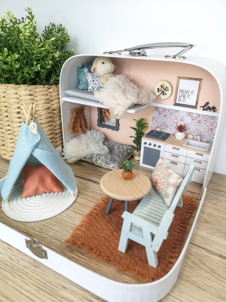 Travel Dollhouse in a Suitcase Dollhouse Miniature Etsy