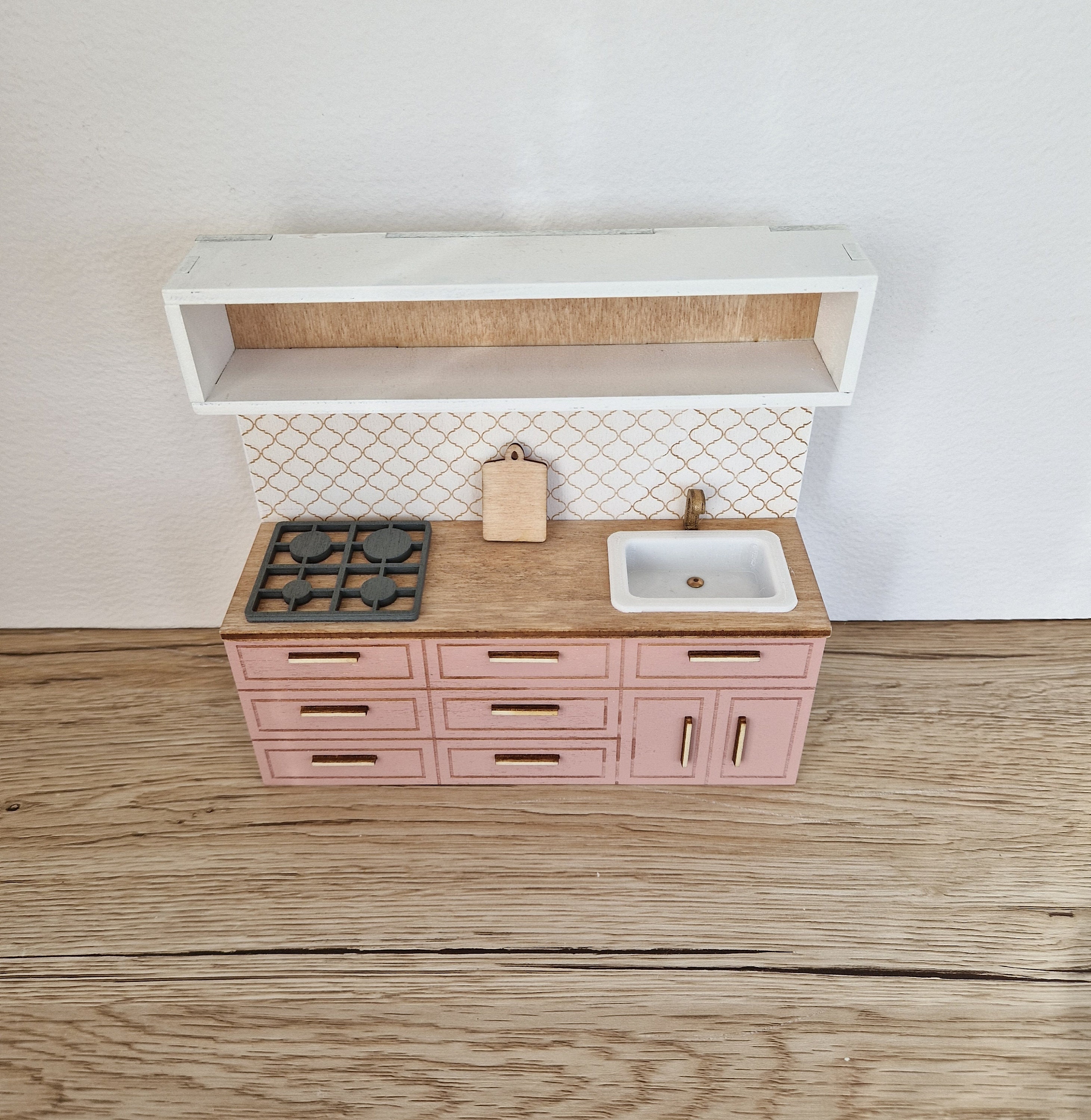 Ensemble De Meubles De Cuisine Miniature Pour Maison De Poupée - échelle 1:12, En Bois