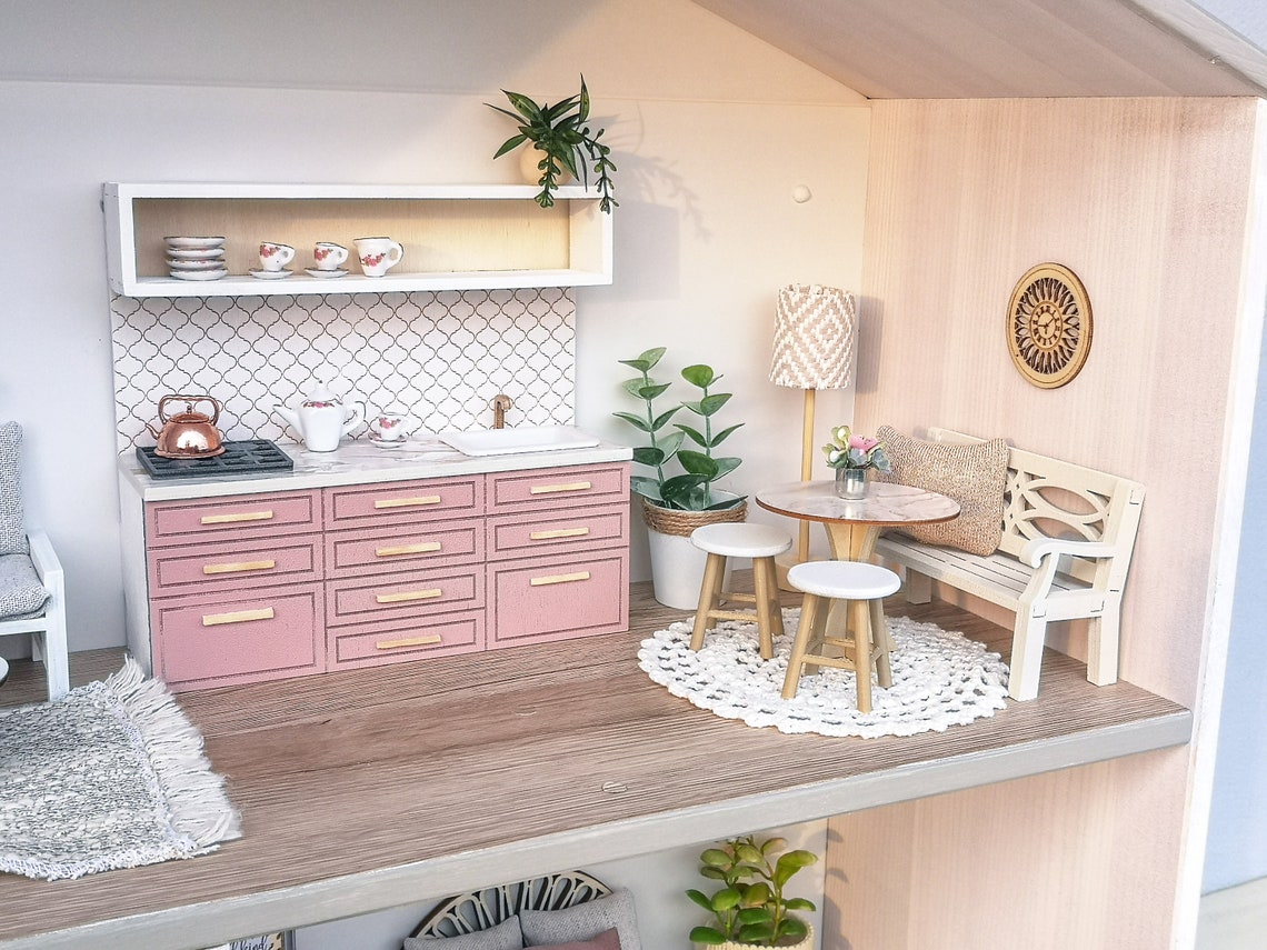 Miniature Dollhouse Kitchen 112 Scale Miniature Furniture Etsy