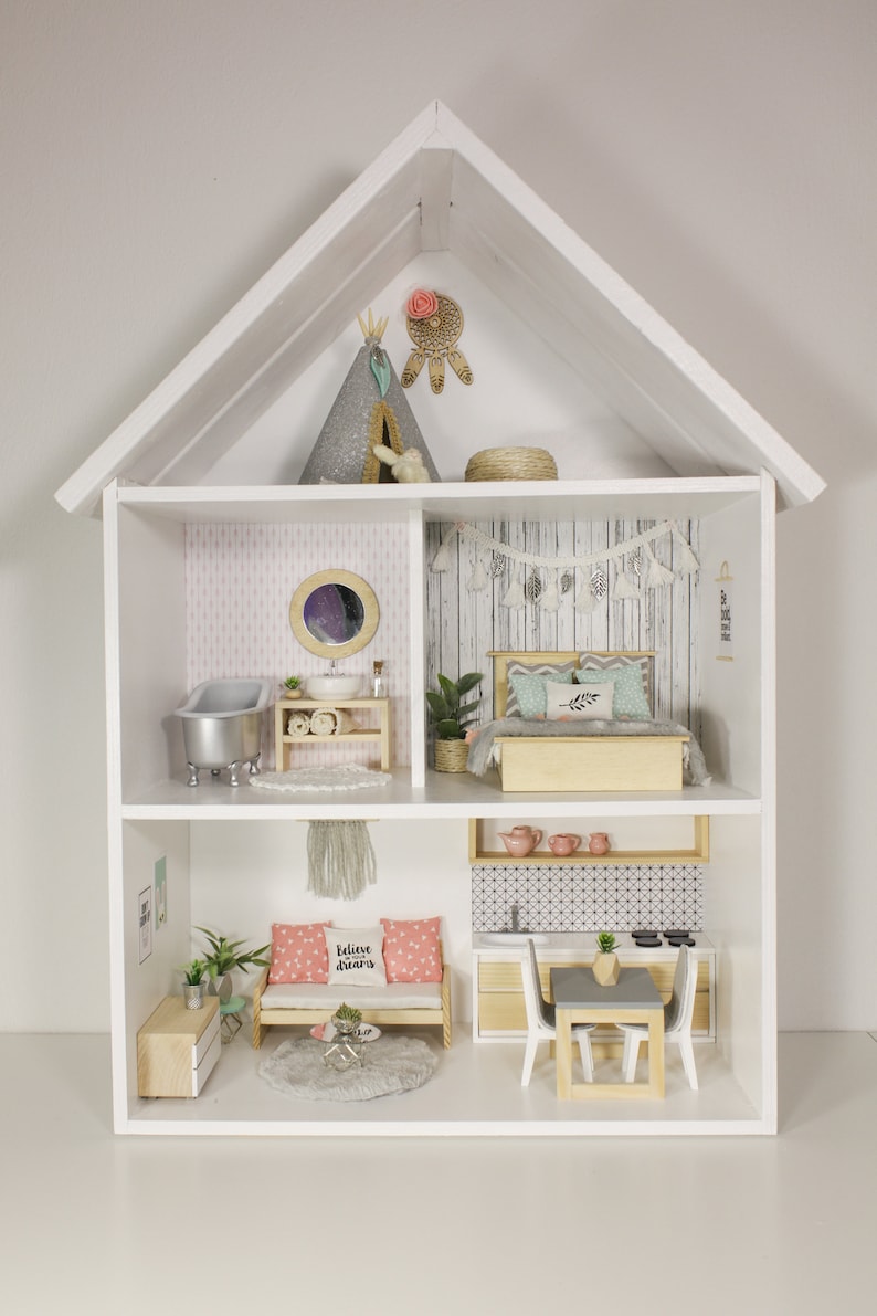 Dollhouse mini kitchen wooden wall shelf 1:12 doll house decorative accessori SP