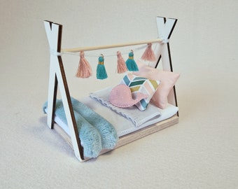 Dolhouse kinderkamerset schaal 1:12, miniatuurmeubelbundel, maileg muizen (perfect voor Ikea-poppenhuis)