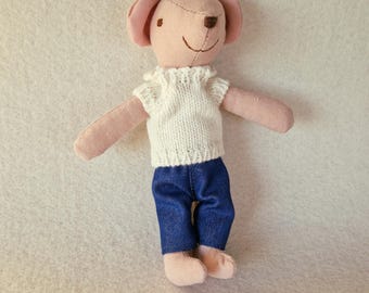 ママとパパのネズミ人形、手作りの布製人形 - ドールハウスで遊べる