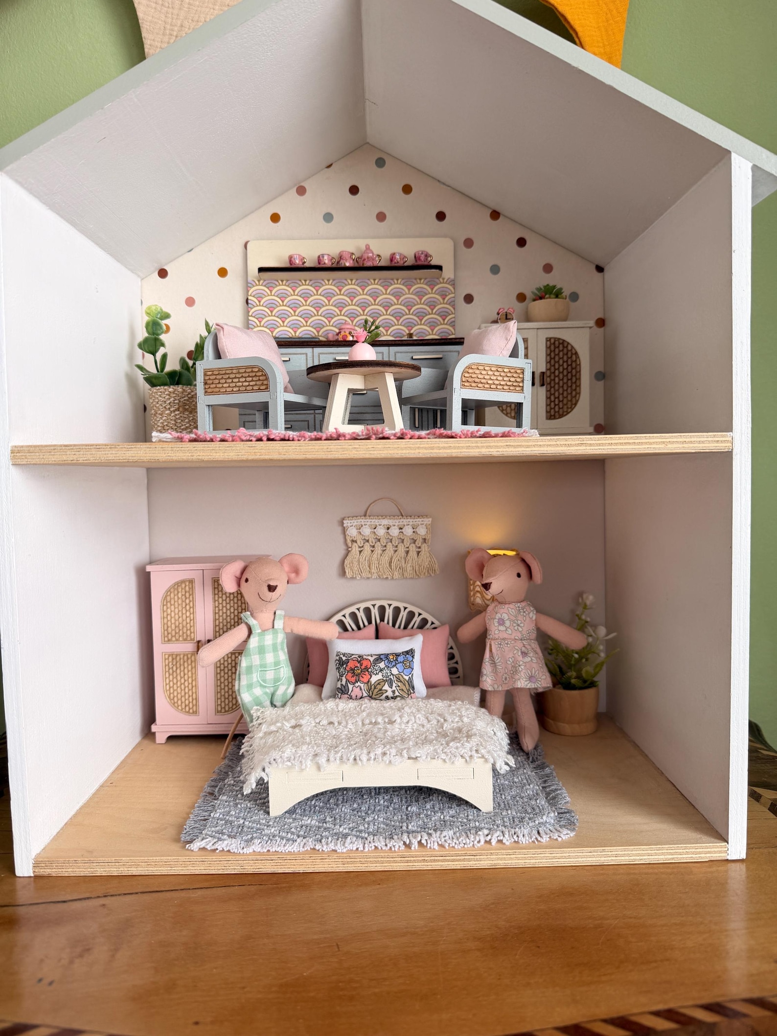 Dollhouse Double Bed 1:12 Scale, Miniature Wooden Bedroom (perfect for ...