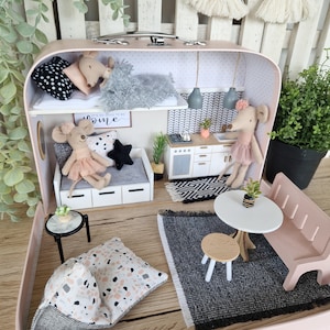 Medium Dollhouse in a Suitcase, Miniature furniture in 1:12 scale, Maileg mouse house image 7