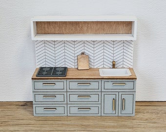 Miniature dollhouse kitchen, 1:12 scale, miniature furniture (perfect for Ikea dollhouse)