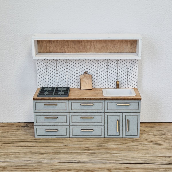 Miniature dollhouse kitchen, 1:12 scale, miniature furniture (perfect for Ikea dollhouse)