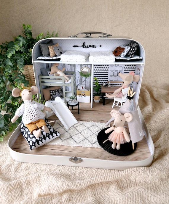 ドールハウス✨ハンドメイド✨リバーシブル✨『グレイッシュroom』 ドールハウス ハンドメイド ドールハウス✨ハンドメイド✨リバーシブル