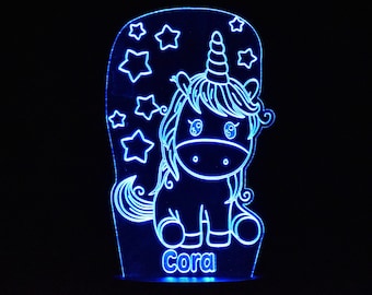 Personalised Unicorn Night Light | Star Light Stand | LED Light | Bedroom Light | Kids Light | Christmas Gift | Birthday Present | Stars
