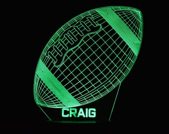 Personalised American Football LED Night Light: NFL Sports Decor