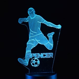 Personalised Football LED Night Light | Striker Light Stand | Sport Night Light | Remote Controlled Lamp | Christmas Gift | Birthday Gift