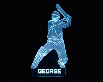 Personalised Cricket Night Light: LED Ball & Bat Light