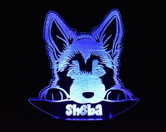 Personalised German Shepherd LED Night Light - Dog Puppy Gift