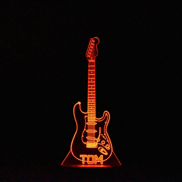 Personalised Guitar Night Light | Music Night Light Stand | LED Light | Music Room | Music | Acoustic Guitar | Electric Guitar | Rock Music