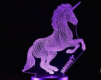 Personalised Unicorn Night Light | Animal Light Stand | LED Light | Bedroom Light | Kids Light | Christmas Gift | Birthday Present | Horse