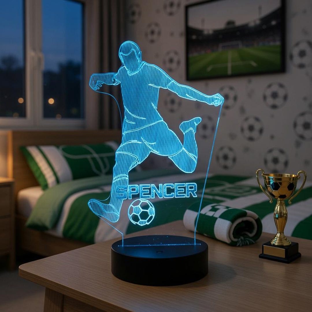 Wolves Fc Led Light Personalised Football LED Night Light: Remote Controlled Striker Lamp ...