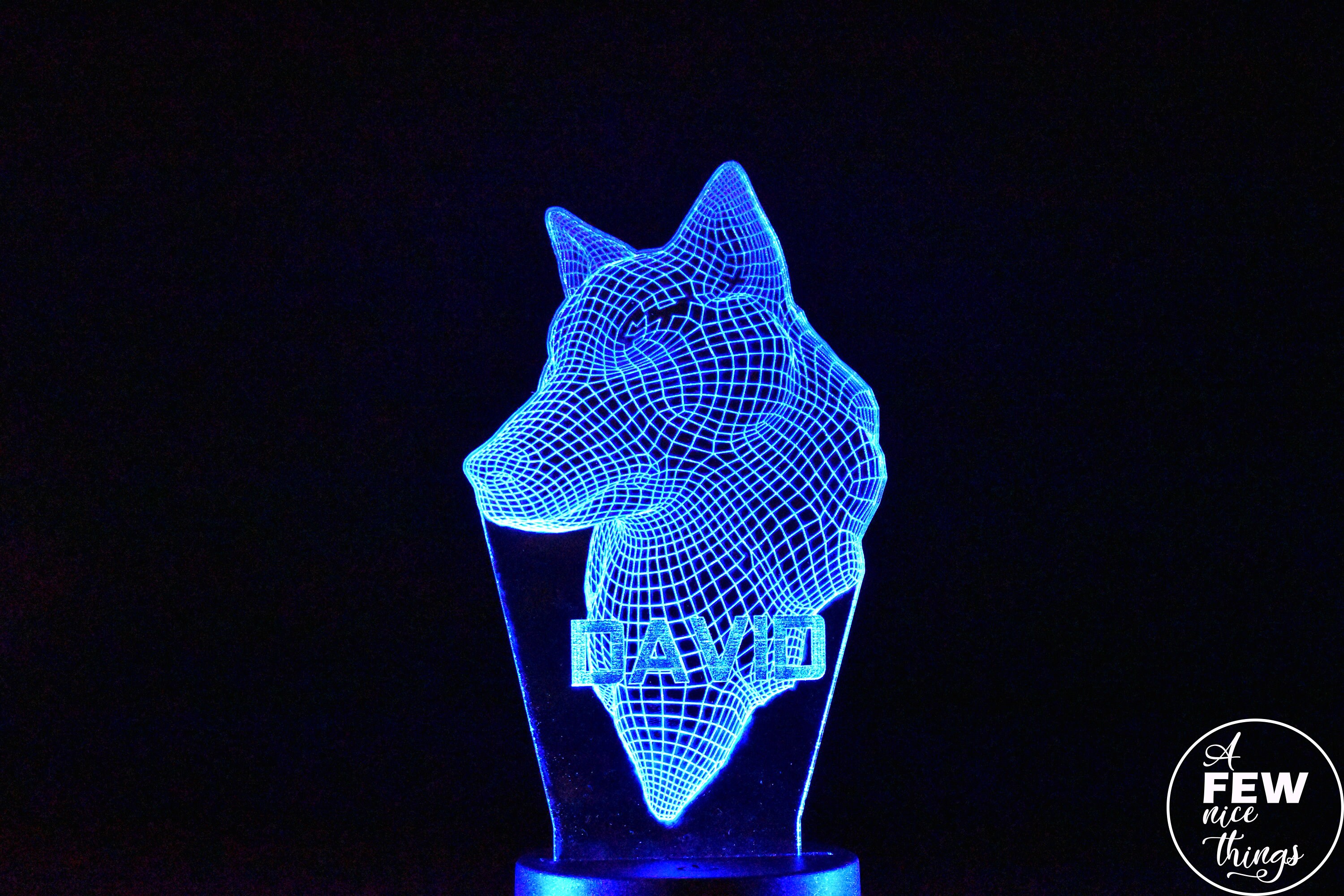 Personalised Wolf Night Light Animal Light Stand LED Light Etsy UK