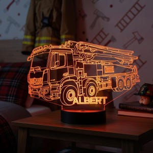 Personalised Fire Engine LED Night Light: Fireman Gift