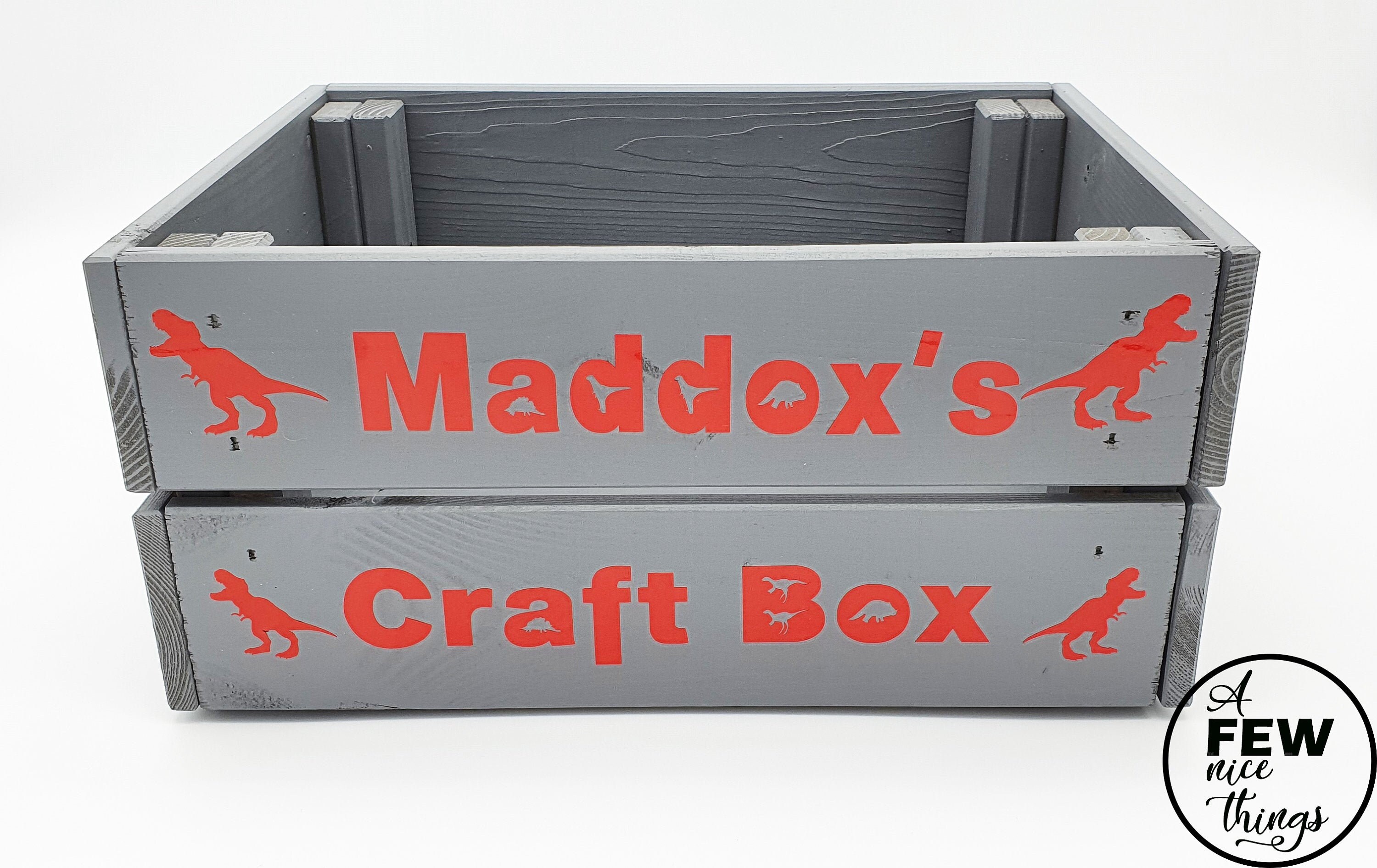 Personalised Kids Craft Box Wooden Art Crate Storage Etsy