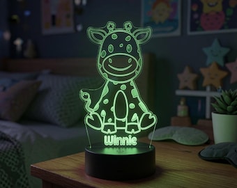 Personalised Giraffe Night Light: LED Animal Light Stand