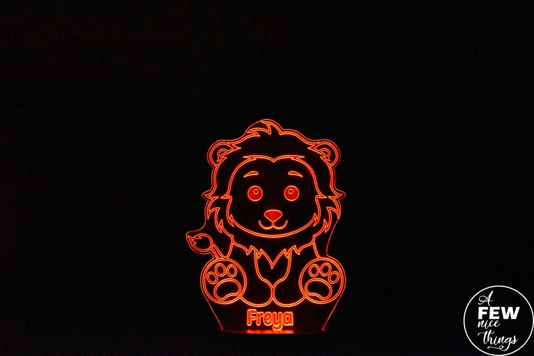 Personalised Lion Night Light | Animal Light Stand | LED Light ...