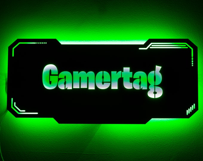 Personalised Gamertag Wall Plaque | Acrylic Gaming Room Light Sign | Illuminated Streamer Sign | Gamer Setup | Gamer Room | LED Night Light