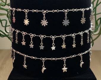 925 silver floral anklets