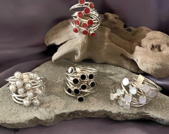 Multi-strand ring with stones