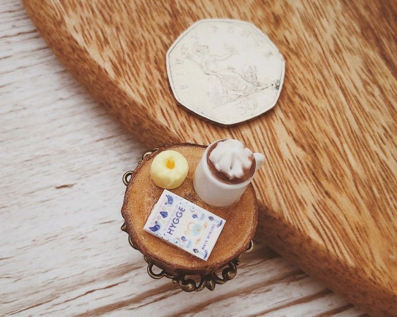 Food Jewellery Candle and Hot Chocolate Hygge Inspired Miniatures Ring Book