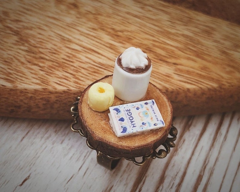 Food Jewellery Candle and Hot Chocolate Hygge Inspired Miniatures Ring Book