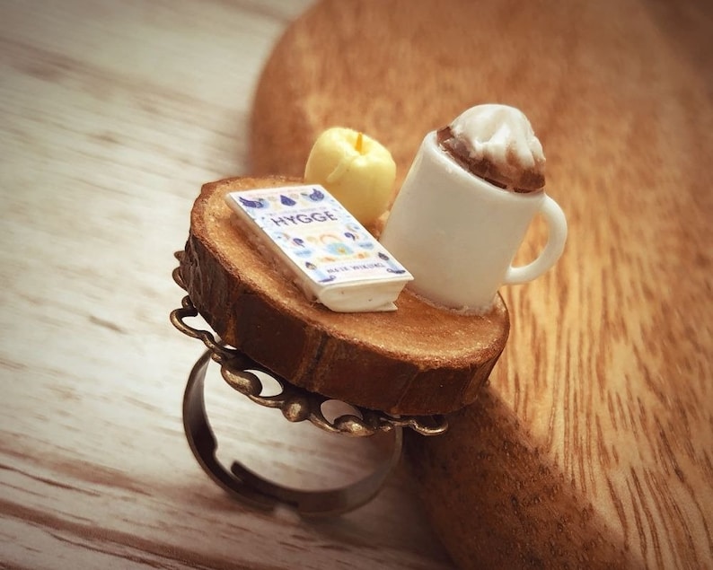 Food Jewellery Candle and Hot Chocolate Hygge Inspired Miniatures Ring Book