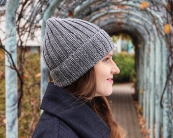 Ribbed Merino Wool Beanie: Soft Knit Winter Hat (51-55 cm)
