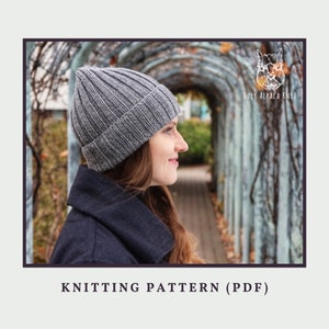 PADRÃO DE TRICÔ (PDF) para um chapéu merino masculino clássico, gorro de lã dobrado, instruções fáceis de tricô, chapéu de inverno de tricô para um homem elegante