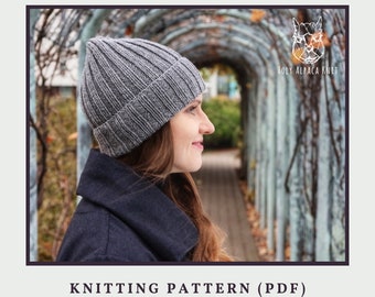 Men's Merino Hat Knitting Pattern: Easy Folded Beanie (PDF)