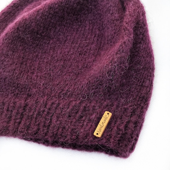 Berretto in lana di alpaca bordeaux, cappello stile europeo largo