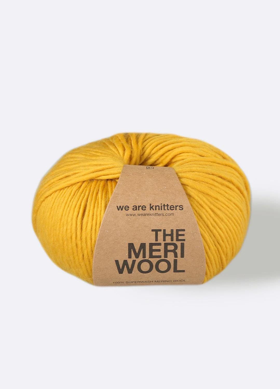 The Meriwool from We Are Knitters in Mustard, Dark yellow Superwash merino wool yarn for knitters, Soft worsted merino wool for crochet