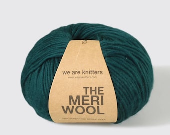 The Meriwool from We Are Knitters in Forest Green, soft and warm merino wool for a beanie, superwash natural wool for winter, Worsted Weight