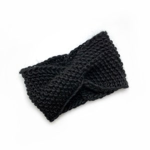 Black Wool Knit Headband: Winter Ear Warmer