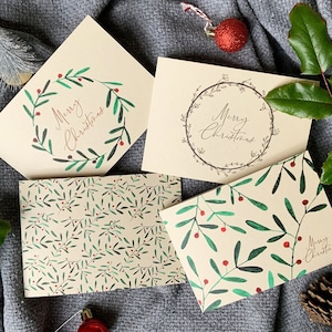 Set di 4 cartoline di Natale su carta riciclata