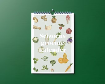 Calendrier saisonnier A4 Légumes de saison pour fruits et légumes du terroir | papier recyclé | Calendrier pour la cuisine | Éternel