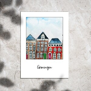 Carte postale Groningue, ville des Pays-Bas, Carte postale Polaroid