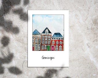 Duurzame Ansichtkaart Groningen, Stad in Nederland, Polaroid Ansichtkaart